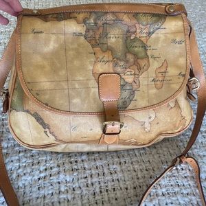 Alviero Martini Italy map print large handbag